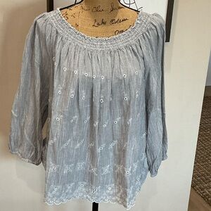 GAP Soft Gray Embroidered Blouse